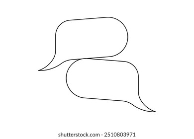 Speech bubble shape continuous one line drawing of isolated outline vector icon
