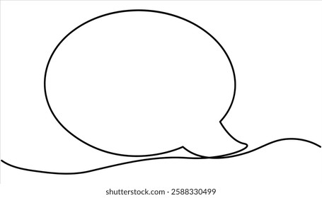 Speech bubble shape continuous one line drawing. Talk text box, feedback message box and comment vector, Speech Bubble Single Line Icon. Two speech bubble line art. 