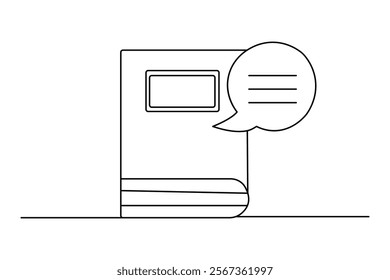 Speech bubble shape continuous single line drawing of minimalist outline vector illustration 