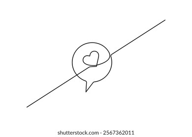 Speech bubble shape continuous single line drawing of minimalist outline vector illustration 