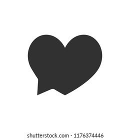 Speech bubble in the shape of heart. monochrome icon