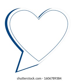Sprich eine Blase in Form eines Herzens. Worte der Liebe. Nachricht im Chat in der Anwendung zum Dating. Flaches Vektorillustration-Symbol einzeln auf weißem Hintergrund.
