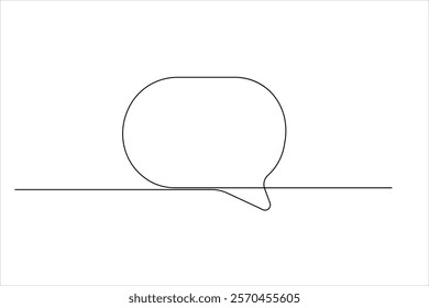 Speech bubble shape one line drawing of isolated continuous outline vector icon