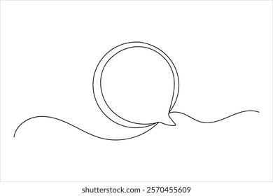 Speech bubble shape one line drawing of isolated continuous outline vector icon