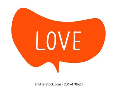 Speech bubble shape. Orange cartoon chat box banner, badge template, message quote sticker. Vector illustration