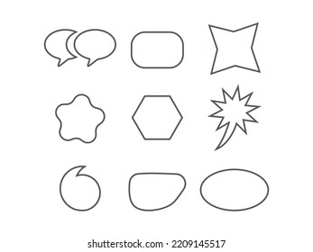 Speech bubble shape text frame box black line set