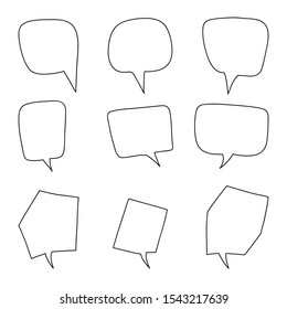Speech bubble shaped banners,Hand drawn Doodle style thinking balloons, price tags, stickers, posters, badges, isolated on white background.