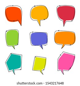Speech bubble shaped banners,Hand drawn Doodle style thinking balloons, price tags, stickers, posters, badges, isolated on white background.