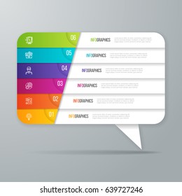 Speech bubble shaped infographic design. 6 options business concept. Vector illustration.