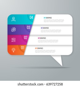 Speech bubble shaped infographic design. 4 options business concept. Vector illustration.