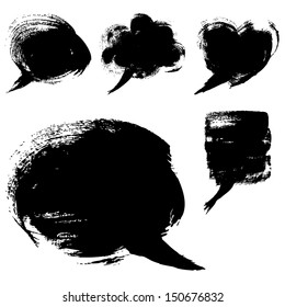 Speech bubble shapes drawn with a brush and paint