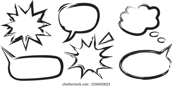 Speech bubble shapes. With Paint brush stroke. In Vector element.