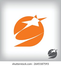 Speech bubble shooting star logo. Unique design identity. Geometric flat logo template.