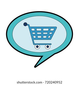 speech bubble with shopping cart isolated icon