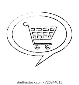 speech bubble with shopping cart isolated icon