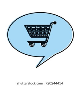 speech bubble with shopping cart isolated icon