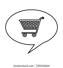 speech bubble with shopping cart isolated icon