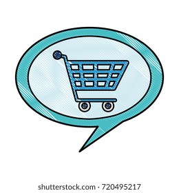 speech bubble with shopping cart isolated icon