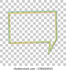 Speech bubble sign. Blue to green gradient Icon with Four Roughen Contours on stylish transparent Background. Illustration.