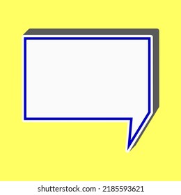 Signo de burbuja de voz. Icono azul con trazo blanco en 3d en fondo amarillo. Ilustración.