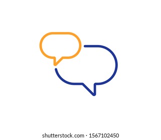 Speech bubble sign. Chat comment line icon. Social media message symbol. Colorful outline concept. Blue and orange thin line chat message icon. Vector