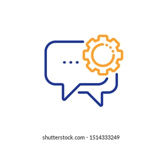 Speech bubble sign. Employees messenger line icon. Chat message symbol. Colorful outline concept. Blue and orange thin line employees messenger icon. Vector