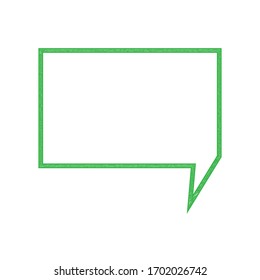 Signo de burbuja de discursos. Ícono de garabato verde con contorno sólido sobre fondo blanco.  Ilustración.