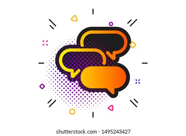 Speech bubble sign. Halftone circles pattern. Talk bubble icon. Chat message symbol. Classic flat talk bubble icon. Vector
