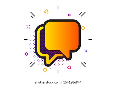 Speech bubble sign. Halftone circles pattern. Talk bubble icon. Chat message symbol. Classic flat talk bubble icon. Vector