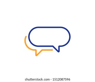 Speech bubble sign. Messenger line icon. Chat message symbol. Colorful outline concept. Blue and orange thin line messenger icon. Vector