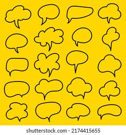 Speech bubble sign set icon. Vector illustration on yellow background.