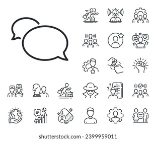 Speech bubble sign. Specialist, doctor and job competition outline icons. Messenger line icon. Chat message symbol. Messenger line sign. Avatar placeholder, spy headshot icon. Strike leader. Vector