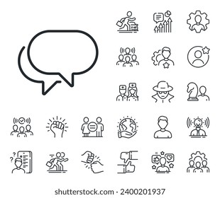 Speech bubble sign. Specialist, doctor and job competition outline icons. Talk bubble line icon. Chat message symbol. Talk bubble line sign. Avatar placeholder, spy headshot icon. Vector