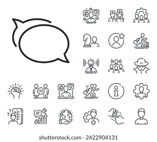 Speech bubble sign. Specialist, doctor and job competition outline icons. Talk bubble line icon. Chat message symbol. Talk bubble line sign. Avatar placeholder, spy headshot icon. Vector