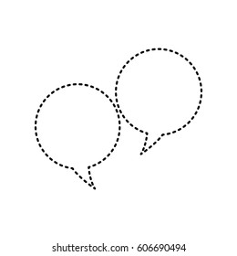 Speech bubble sign. Vector. Black dashed icon on white background. Isolated.