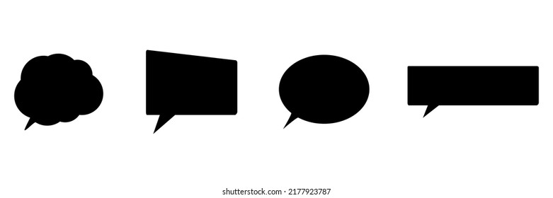 Speech bubble silhouette collection. Comic dialogue symbol group. Vector illustration isolated on white.