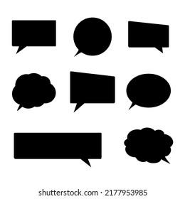 Colección de siluetas de burbujas de voz. Grupo de símbolos de diálogo de historietas. Ilustración vectorial aislada en blanco.