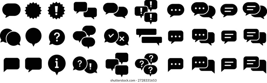 Speech Bubble Silhouette Icon Set (Vector)