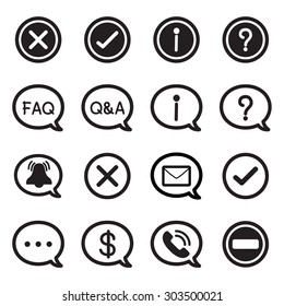 Speech bubble silhouette icons, CHAT message Vector illustration set