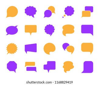 Speech Bubble silhouette icons set Isolated sign kit of comic tell Chat Communication pictogram badge, label, advertisement announcement Simple speech bubble contour symbol Vector Icon shape for stamp