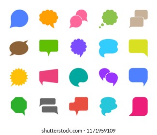 Speech Bubble silhouette icons set. Isolated sign kit of comic tell. Chat Communication monochrome pictogram social comment, balloon circle. Simple speech bubble contour symbol Vector Icon shape stamp