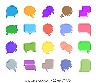 Speech Bubble silhouette icons set. Isolated sign kit of comic tell. Chat Communication monochrome pictogram social comment, balloon circle. Simple speech bubble contour symbol Vector Icon shape stamp