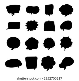 Speech bubble. Silhouette image. Think talking decorative element message. Vector drawing. Collection of design elements.