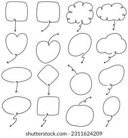 Speech bubble simple design. Frame border hand drawn simple design. Speech bubble decorative elements.