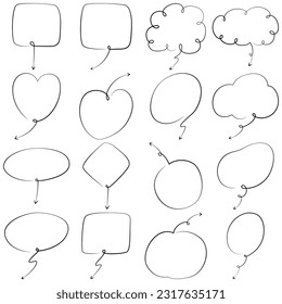 Speech bubble simple design. Frame border hand drawn simple design. Speech bubble decorative elements.