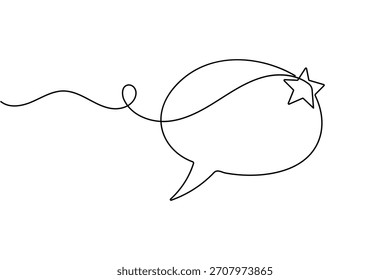 Sprechblase einfache einzeilige Zeichnung sauber minimalistische Umriss Vektorgrafik-Symbol mit Hintergrund