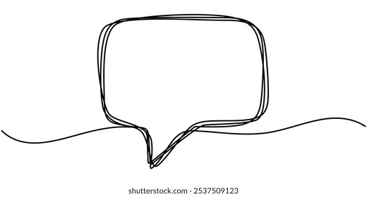 Icono de una sola línea de la burbuja del habla, Icono de línea continua de la burbuja del habla, Icono de línea continua de la burbuja del habla, Icono de línea continua de las burbujas del habla, Dibujo continuo de la burbuja del discurso de Doodle. Símbolo dibujado a mano.