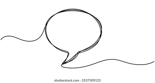 Speech Bubble Single Line Icon, Speech Bubble Continuous Line Icon, Chat Single Line Icon, Speech Bubbles Continuous Line Icon, Continuous Drawing of Doodle Speech Bubble. Hand Drawn Symbol.