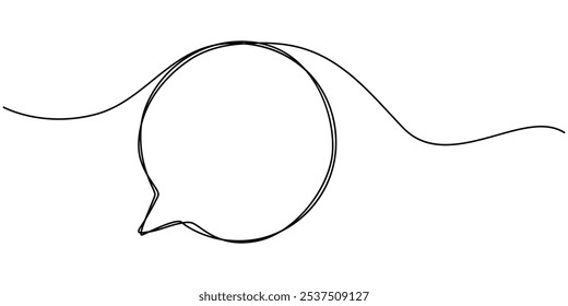 Bolha de fala Ícone de linha única, Bolha de fala Ícone de linha contínua, Bate-papo Ícone de linha única, Bolhas de fala Ícone de linha contínua, Desenho contínuo de bolha de fala Doodle. Símbolo desenhado à mão.