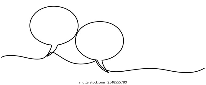  Speech Bubble Single Line Icon. One continuous line drawing of Speech bubble square shaped. Chat cloud and thought dialogue symbol in simple linear style. Comic text comment concept in editable strok